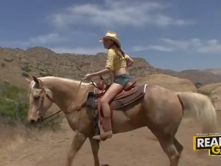 Swell brunette teen prostitute missy stone outdoor cowboy style fuck