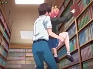 Giovanissima anime studente prende avvitato in biblioteca