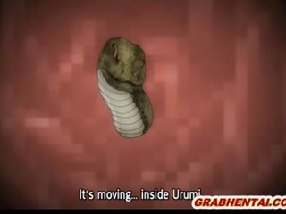 Bigboobs hentai alumna consigue taladrada todo agujero por snakes