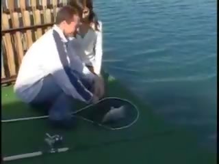 Adolescenta bruneta suge membru și devine inpulit în pasarica aproape fishing afaceri