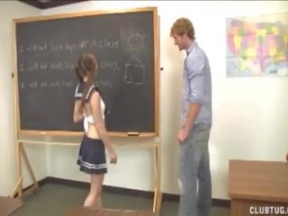 Beautiful sweetheart Jerks Off Her Teacher