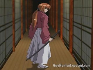 Kjekk anime homofil spiller den skitten ninja og slåssing med få gutta